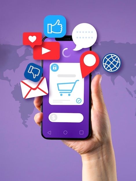 Concepto de marketing de redes sociales para el marketing con aplicaciones