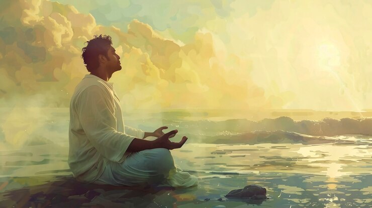 Foto gratuito concepto de meditación en el estilo de arte digital