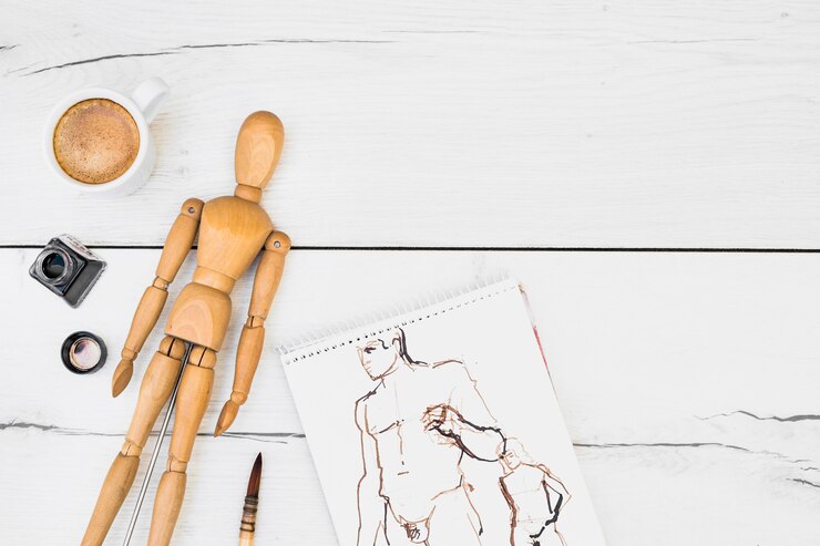 Foto gratuito concepto moderno de artista con elementos profesionales