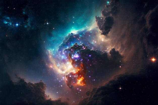 Concepto de nebulosa con galaxias en el espacio profundo cosmos Descubrimiento del espacio exterior y estrellas en el universo