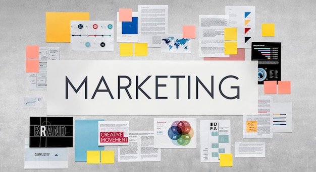 Concepto de negocio de estrategia de marketing de documentos