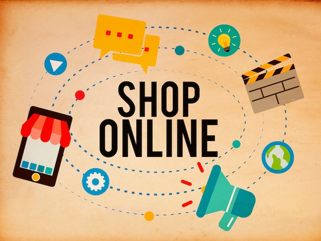 Foto gratuita concepto de negocio de marketing de comercio electrónico en línea de tienda