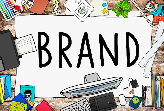 Concepto de nombre de marketing de marca comercial de marca