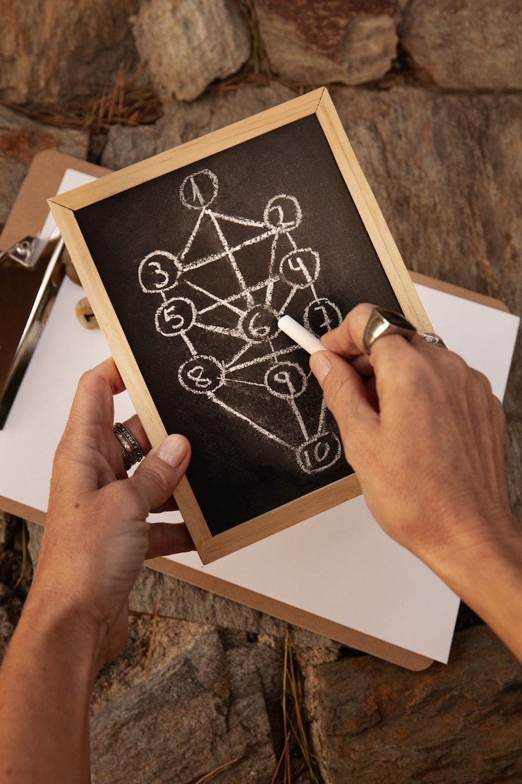 Foto gratuito concepto de numerología con pizarra