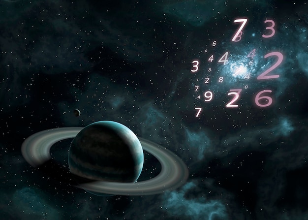 Concepto de numerología con planeta