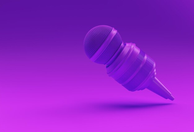 Concepto de periodismo. Micrófono de noticias en vivo con fondo de renderizado 3D de cámara