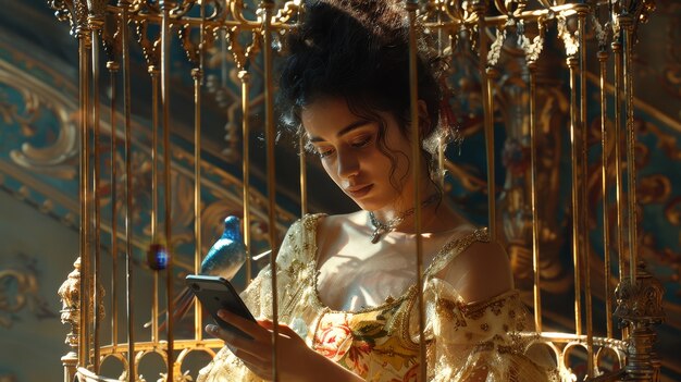 Concepto de persona que sufre de ciberenfermedad y adicción a la tecnología