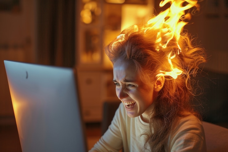Foto gratuito concepto de persona que sufre de ciberenfermedad y adicción a la tecnología