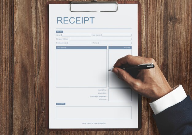 Concepto de plantilla de factura de recibo de pago
