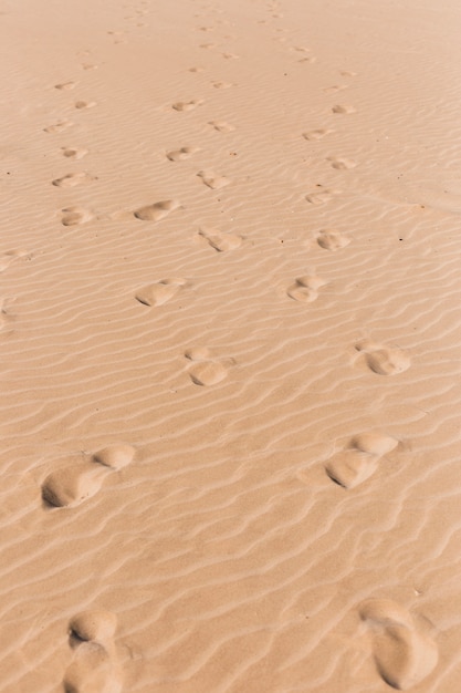 Concepto de playa con huellas de pies