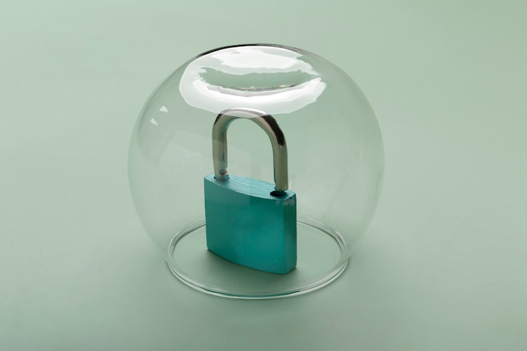 Foto gratuito concepto de protección con bloqueo