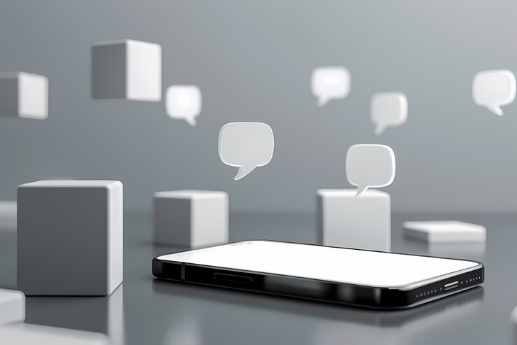 Foto gratuito concepto realista de redes sociales de teléfono en el estudio