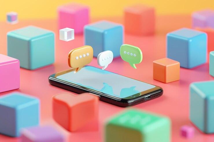 Foto gratuito concepto realista de redes sociales de teléfono en el estudio