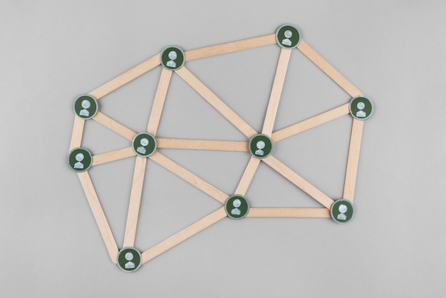 Concepto de red con palos