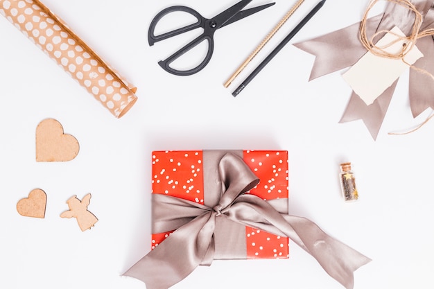 Concepto de regalo flat lay