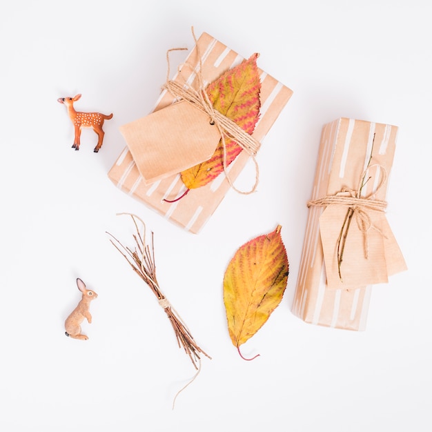 Concepto de regalo flat lay