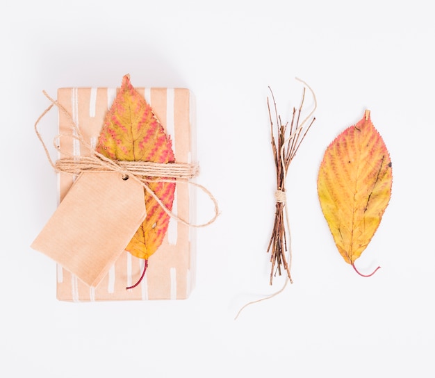 Concepto de regalo flat lay