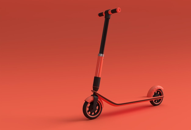 Concepto de renderizado 3D de scooter de un solo empuje para niños Ilustración de diseño de arte 3D.