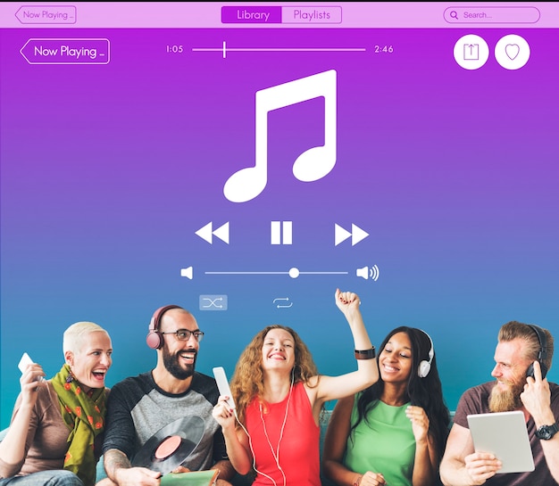 Foto gratuita concepto de reproductor multimedia de sonido de música