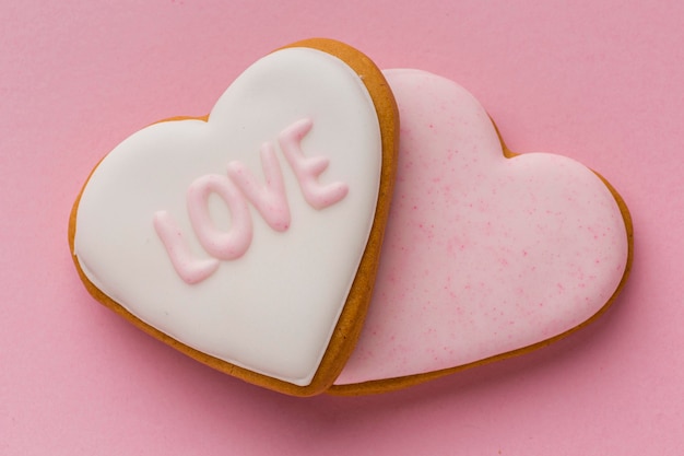 Concepto de San Valentín con deliciosas galletas