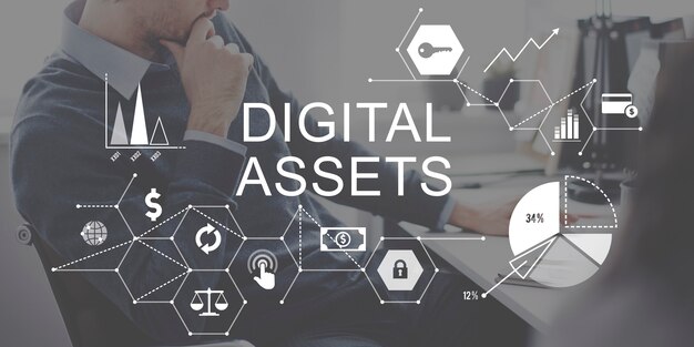 Concepto de sistema de gestión empresarial de activos digitales
