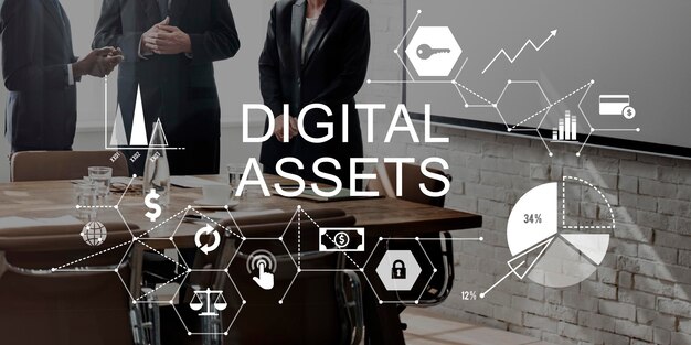 Concepto de sistema de gestión empresarial de activos digitales