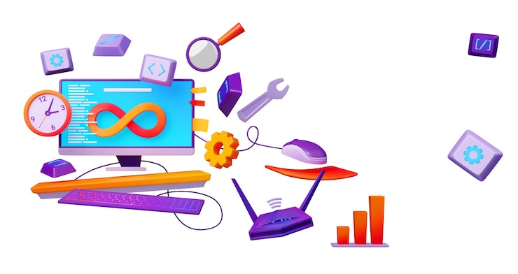 Foto gratuito concepto de sistema de operaciones de desarrollo de software
