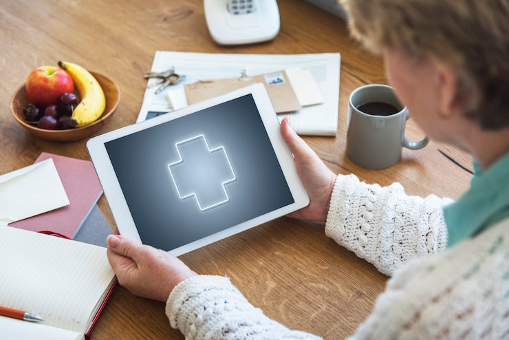 Foto gratuito concepto de tableta digital de bienestar de salud