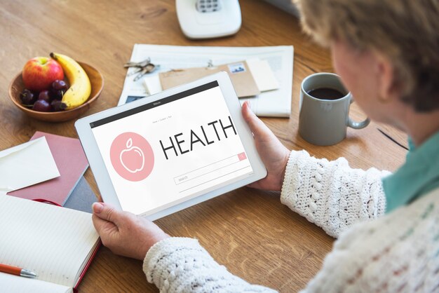 Concepto de tableta digital de bienestar de salud
