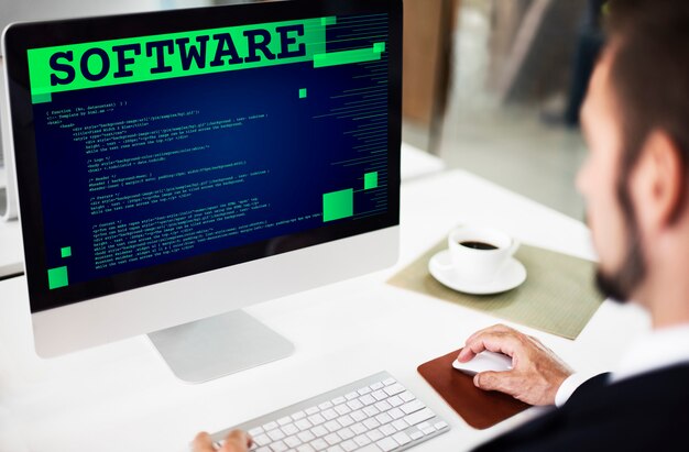 Concepto de tecnología de desarrollador de programación de aplicaciones de software