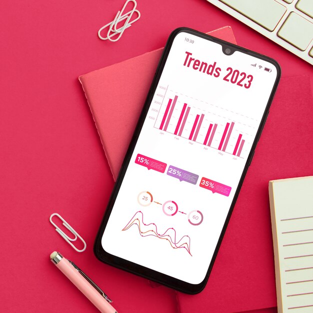 Concepto de tendencias de mercado con smartphone