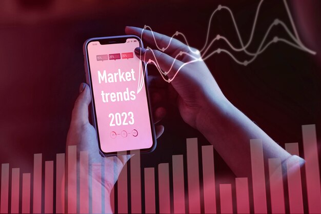 Concepto de tendencias de mercado con smartphone