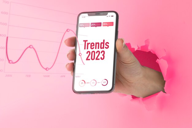 Concepto de tendencias de mercado con smartphone