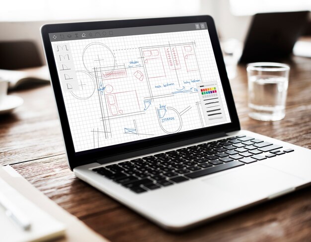 Concepto de trabajo de diseño de planos de arquitectura