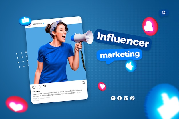 Foto gratuita concepto de trabajo de marketing de influencers