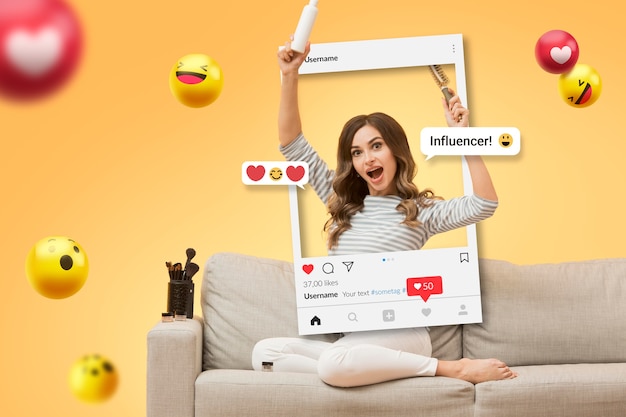 Foto gratuita concepto de trabajo de marketing de influencers