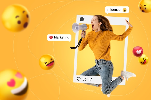 Foto gratuita concepto de trabajo de marketing de influencers