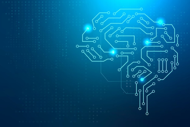 Concepto de transformación digital de fondo de cerebro de tecnología AI