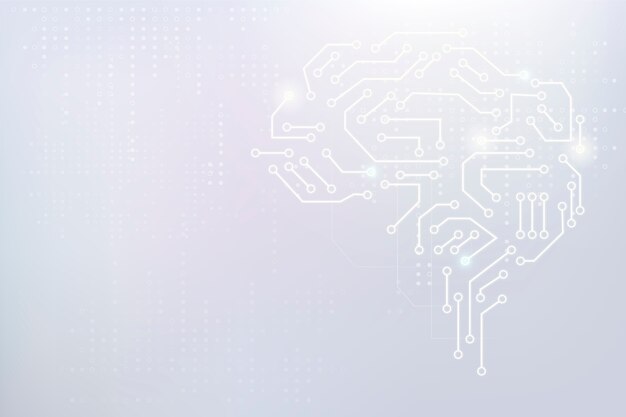 Concepto de transformación digital de fondo de cerebro de tecnología AI