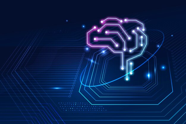 Concepto de transformación digital de fondo de cerebro de tecnología AI