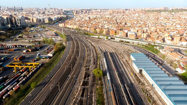 Concepto de transporte de trenes y ferrocarriles