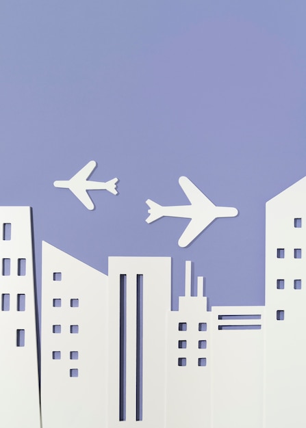 Concepto de transporte urbano con aviones.