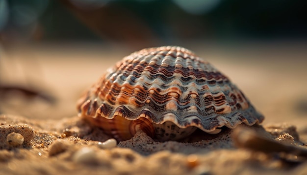 Foto gratuita conchas de colores de belleza natural en la playa de arena generadas por ia