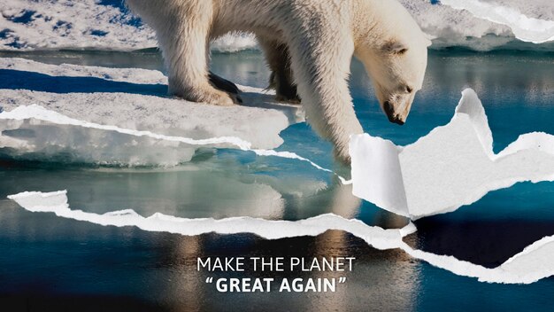 Conciencia sobre el calentamiento global con fondo de oso polar rasgado