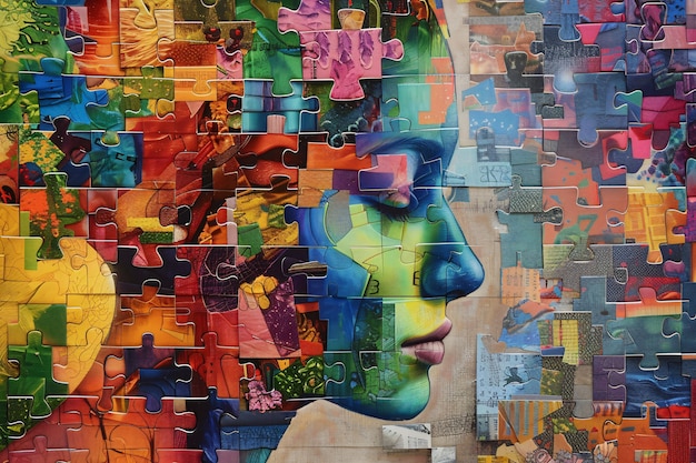 Concienciación sobre el día del autismo con un retrato colorido