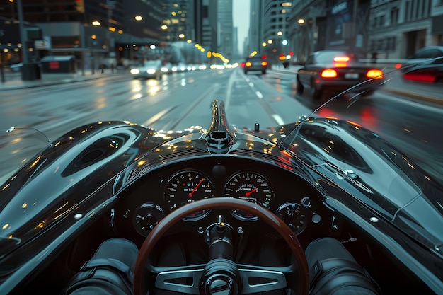 Conducción de automóviles modernos en la ciudad