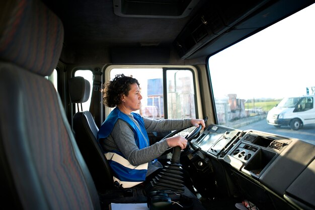 Conductora profesional con furgoneta o vagón