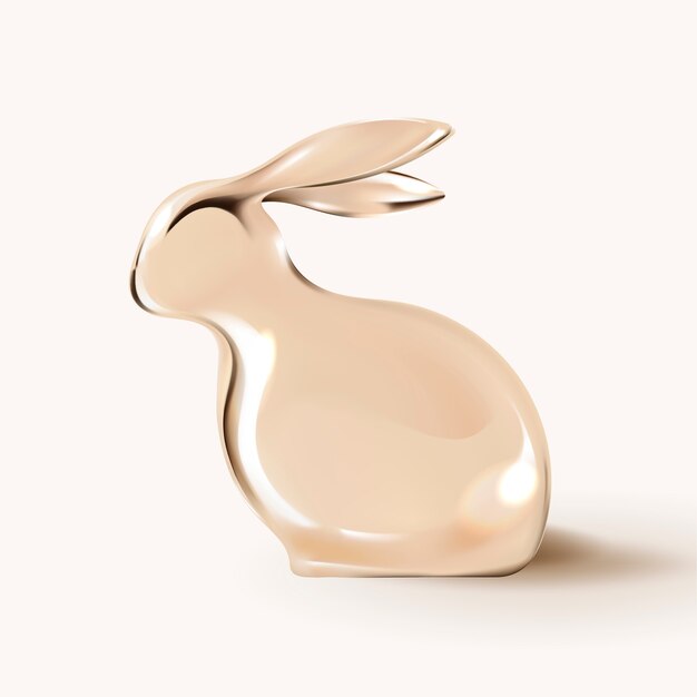 Conejito de Pascua 3D en tema de celebración de vacaciones de oro de lujo
