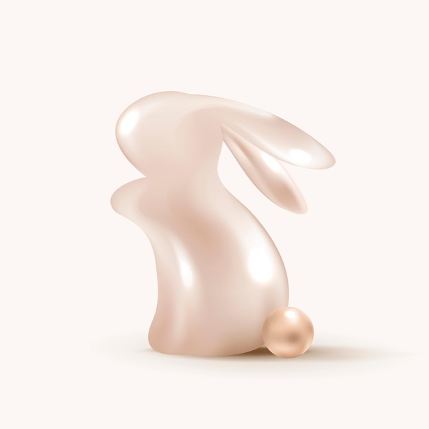Conejito de Pascua 3D en tema de celebración de vacaciones de oro rosa de lujo