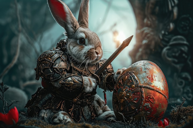 Foto gratuita conejo de pascua en un mundo de fantasía